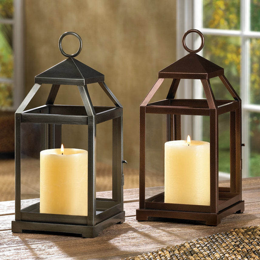 Brushed Silver Candle Lantern - 12 inches - Minihomy