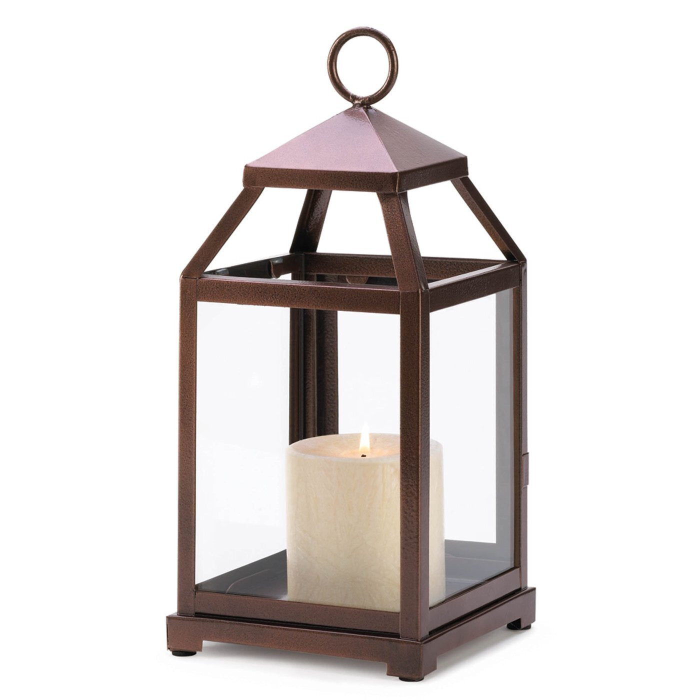 Burnished Copper Candle Lantern - 12 inches - Minihomy