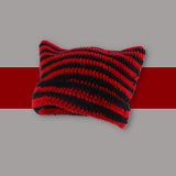 Ins Little Devil Striped Knitted Wool Hat Women