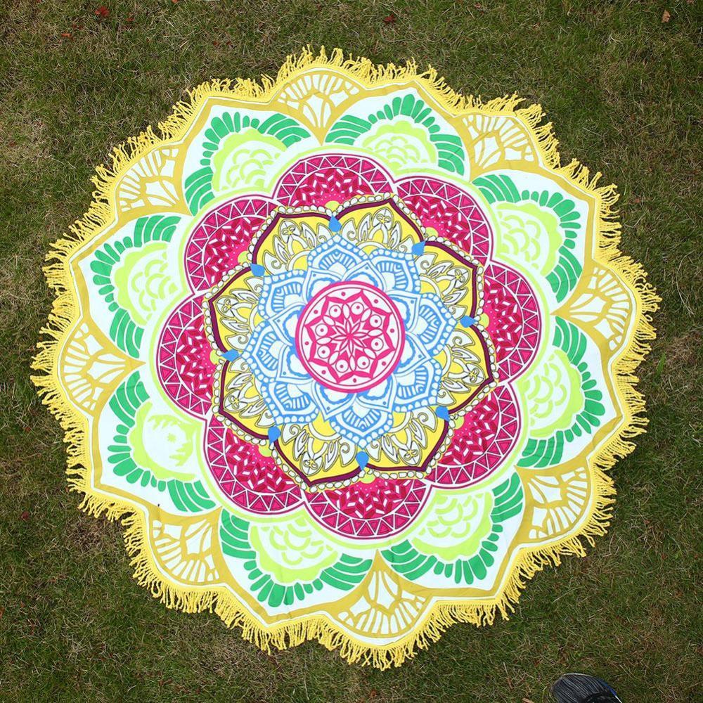 Round Printed Bath Towel Beach Towel Yoga Mat - Minihomy