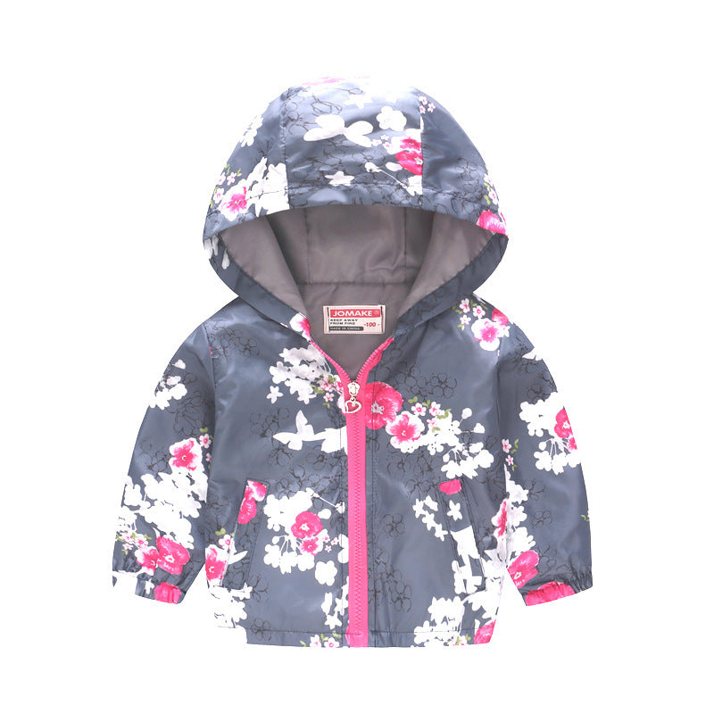 Hooded jacket with print pattern for kids