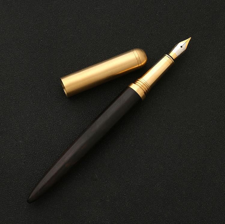 Wood Fountain Pen 0.7mm Fine Nib Calligraphy Pens Writing Metal Wooden