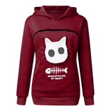 Women Hoodie Sweatshirt With Cat Pet Pocket Design Long Sleeve Sweater Cat Outfit