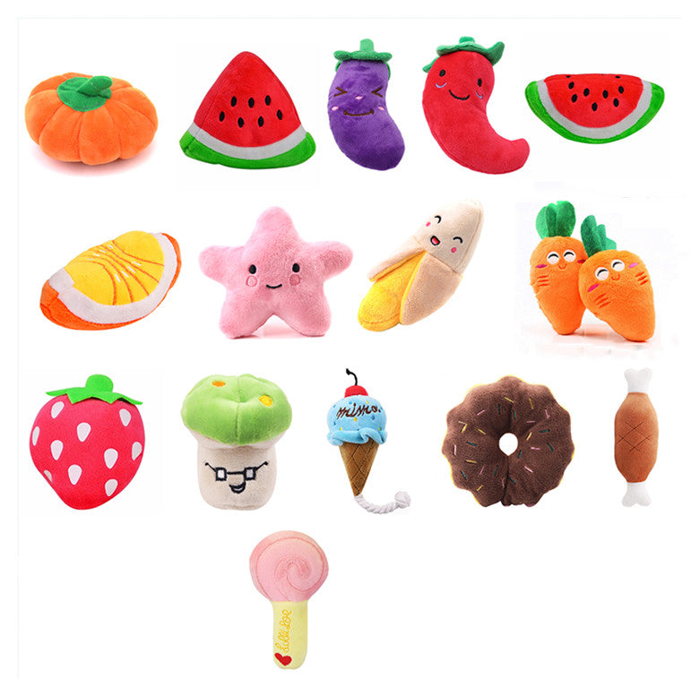 Dog Plush Vocal Toys Fruits Cartoons Pets Cats Toys Pet Supplies - Minihomy