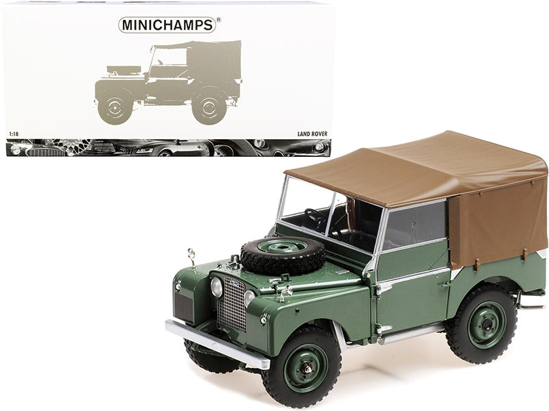 1949 Land Rover RHD (Right Hand Drive) Green with Brown Canopy 1/18 Diecast Model Car by Minichamps - Minihomy