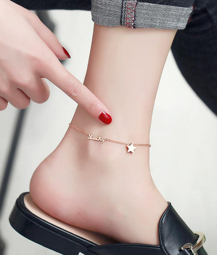 Anklet Lucky Star Chain for Woman Jewelry 316 L Titanium Steel