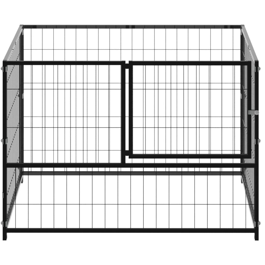 vidaXL Dog Kennel Black 39.4"x39.4"x27.6" Steel