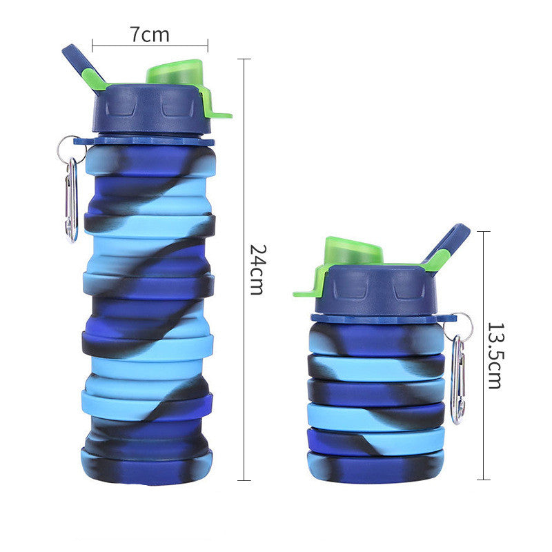 Foldable Water Bottle Leakproof Fold Silicone Cute Water Bottles Kids Cup with Straw