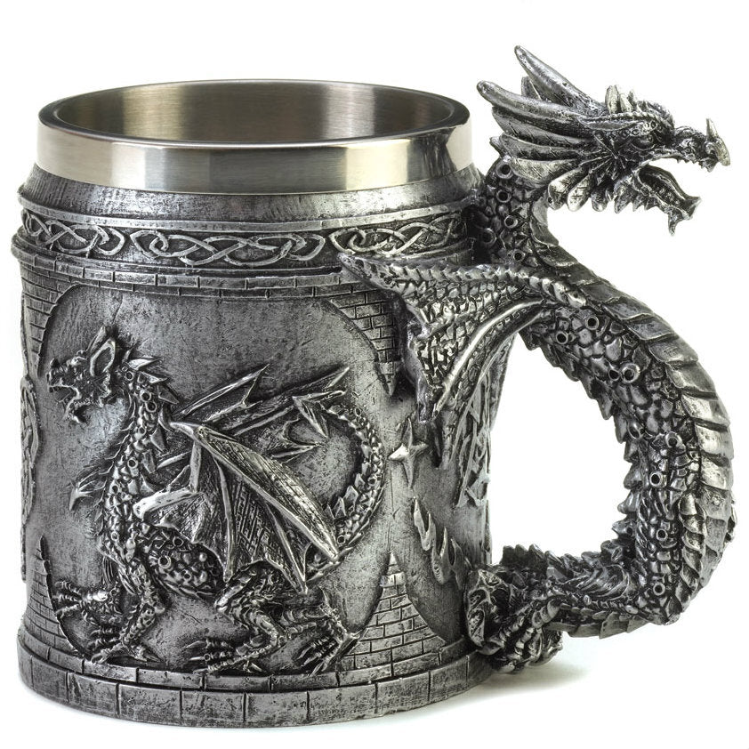 Pewter-Look Medieval Dragon Mug - Minihomy