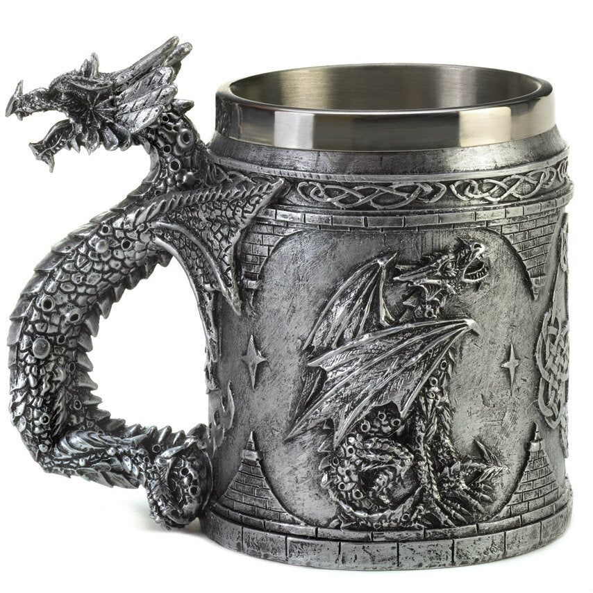 Pewter-Look Medieval Dragon Mug - Minihomy