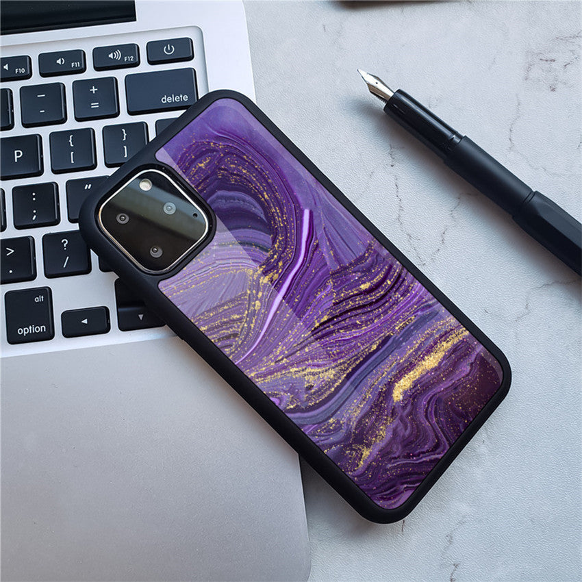 Glass Back Acrylic Back Tpu Soft Side Anti-Slip Pattern Phone Case