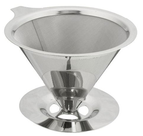 Stainless Steel Pour Over Cone Dripper Reusable Coffee Filter w Cup Stand