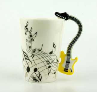 Creative Music Violin Style Guitar Ceramic Mug Coffee Tea Milk Stave Cups With Handle Coffee Mug Novelty Gifts
