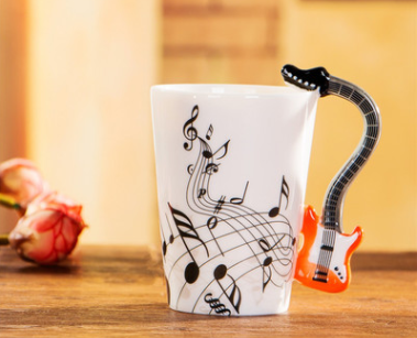 Creative Music Violin Style Guitar Ceramic Mug Coffee Tea Milk Stave Cups With Handle Coffee Mug Novelty Gifts