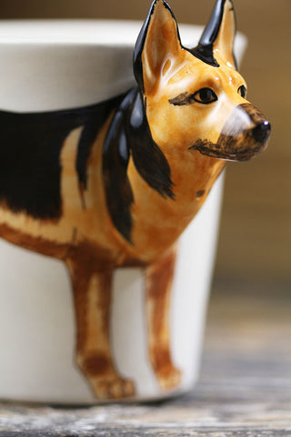 Thai Hand Painted Animal Mug Shepherd Ceramic Cup