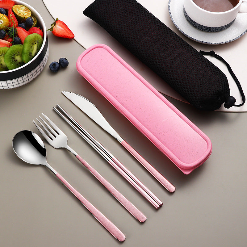 304 Dinnerware Set Flatware Kitchen Accessories Camping Travel Sets Gold Knife Fork Spoon Portable Cutlery Sets With Case
