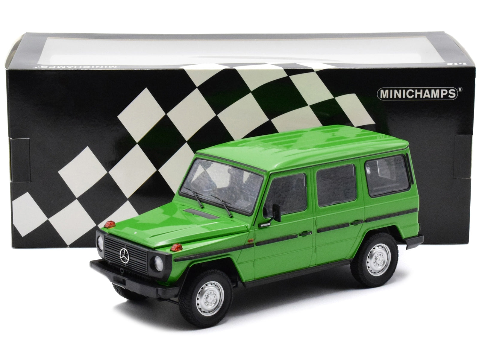 1980 Mercedes-Benz G-Model (LWB) Green with Black Stripes Limited Edition to 402 pieces Worldwide 1/18 Diecast Model Car by Minichamps - Minihomy