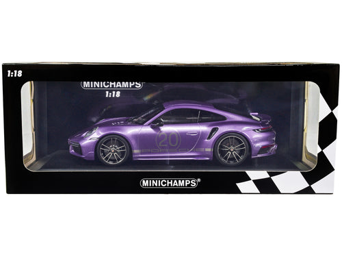 2021 Porsche 911 Turbo S with SportDesign Package #20 Viola Purple Metallic with Silver Stripes