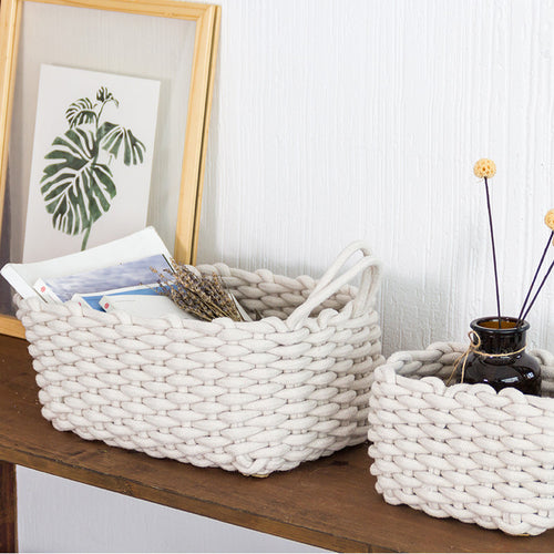 Nordic Wind Hand-woven Thick Cotton Rope Storage Basket