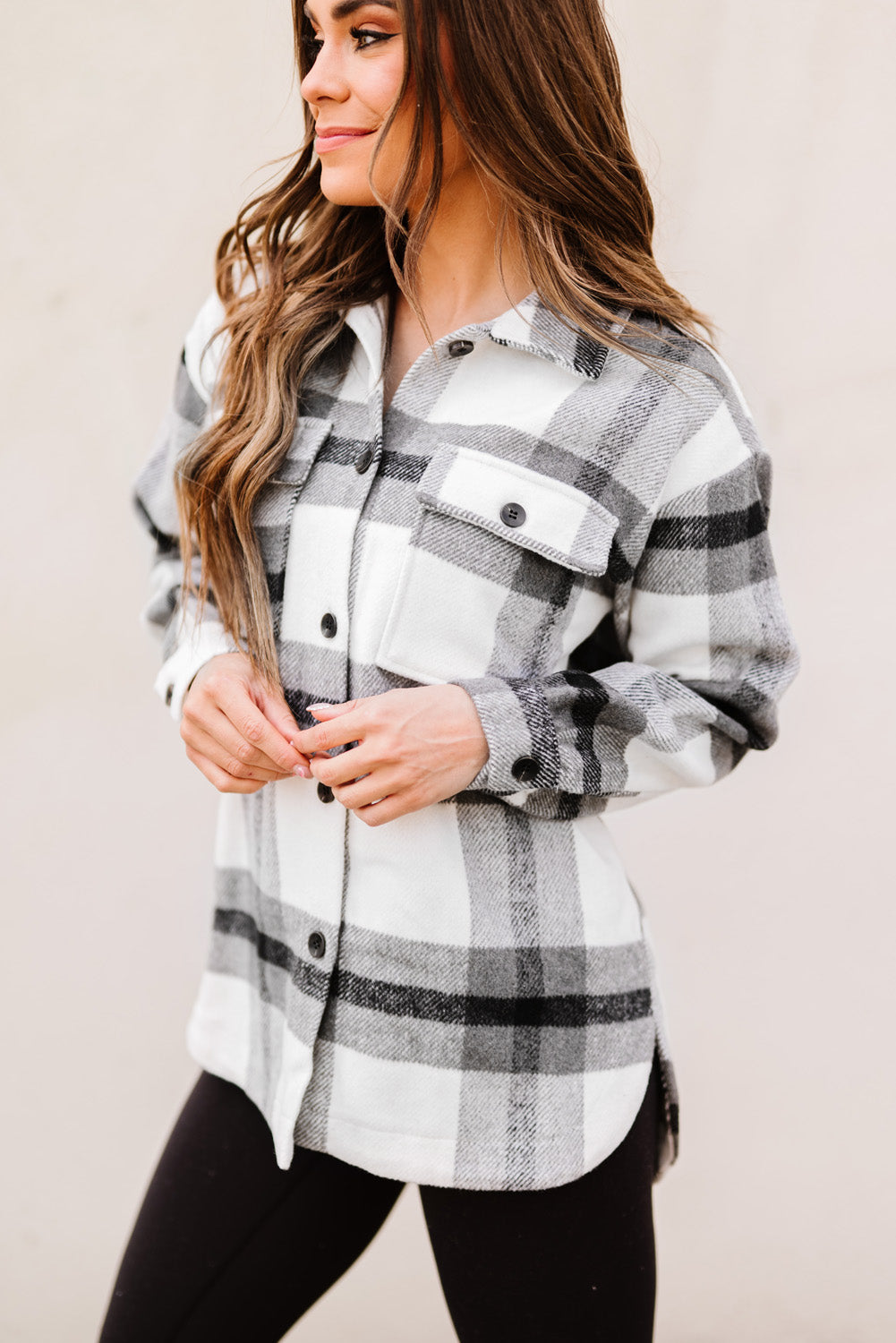 Plaid Dropped Shoulder Pocket Shacket - Minihomy