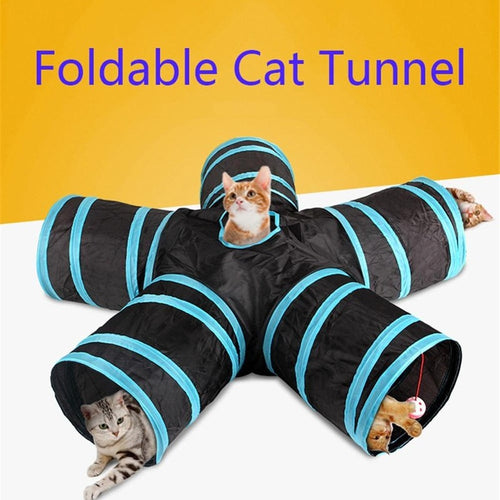 Foldable Pet Tunnel Multi-Channel Cat Dog Tent Indoor 2/3/4 5-Way