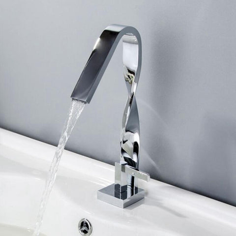All Copper Basin Hot And Cold Faucet Creative Kaiping Special-shaped Twisted Tube New Faucet
