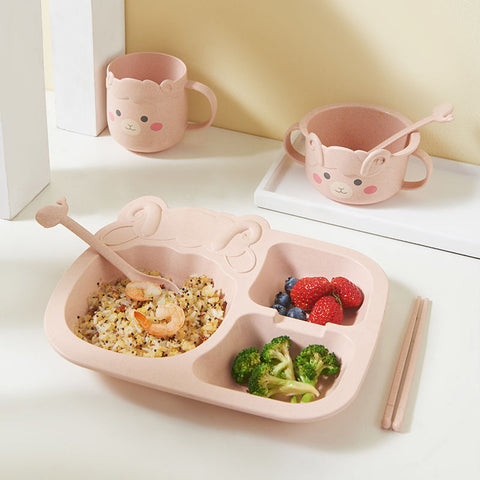 Creative Tableware Environmental Protection Wheat Fragrant Children's Grid Plate Bowl Cup
