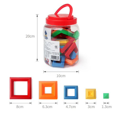 Kids Rainbow Tower Ring Wooden Jenga Color Cognitive Set Shapes Building Blocks Montessori Educational Toys for Kids
