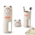 Cartoon Bear Wheat Fiber Travel Mouthwash Cup With Toothbrush Set - Minihomy