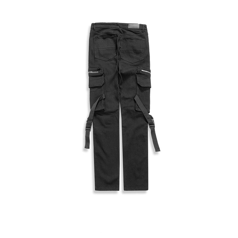 Pocket Buckle Streamer Functional Pants - Couple Feet Jeans