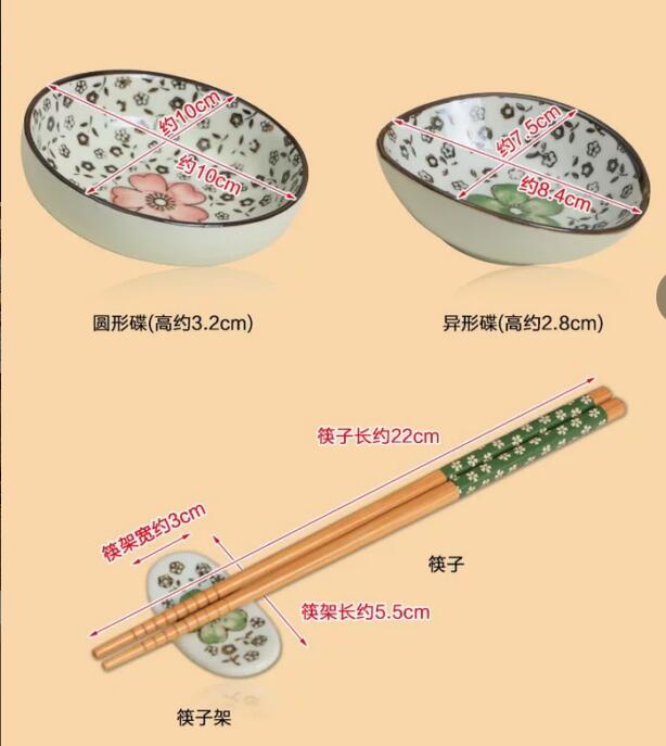 Japanese Ceramic Plate Chopsticks Tableware Set