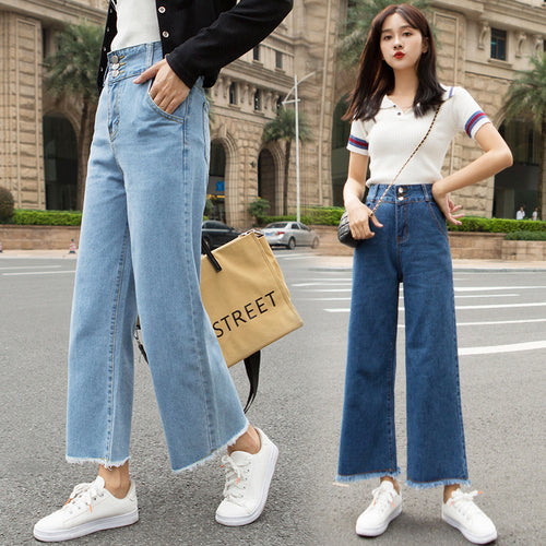 Women's Jeans High-Waisted Straight-Leg Jeans Cropped Trousers