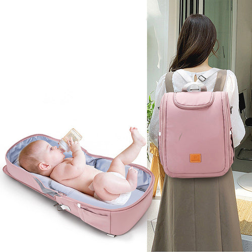 Multi-Function Baby Diaper Maternity Bag Backpack Bed Convertible To Crib Bed