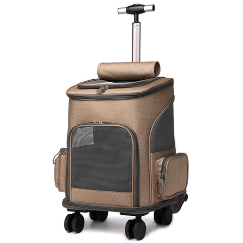 Traveling Cat Backpack With Universal Wheel Trolley Pet Bag