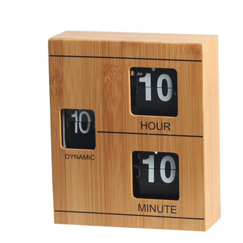 Creative Bamboo And Wood Book Page Turning Wooden Clock