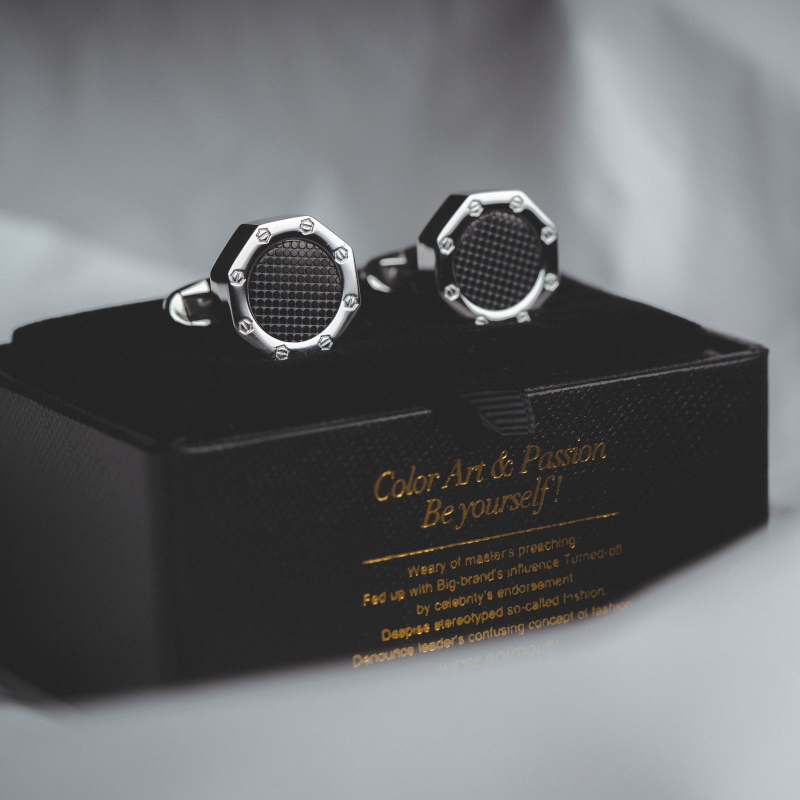French Silver Black Cufflinks Men's Business Casual