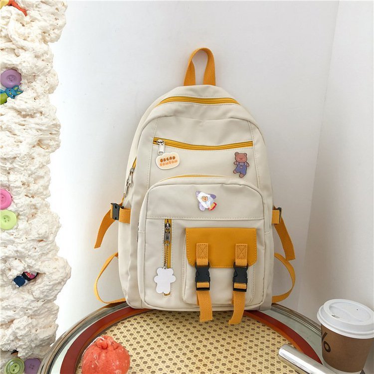 Campus Small Fresh And Cute Girl Student Color Matching Backpack Japanese Vintage School Bag