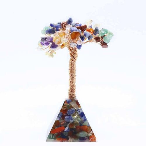 Amethyst Tree Of Life Colorful Crystal Gravel Pyramid Pyramid Base Fortune Tree Creative Lucky Tree Home Furnishing Decoration