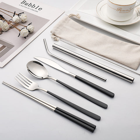 7-piece Set Of Creative Titanium-plated Environmentally Friendly Portable Tableware