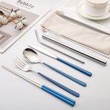 7-piece Set Of Creative Titanium-plated Environmentally Friendly Portable Tableware - Minihomy