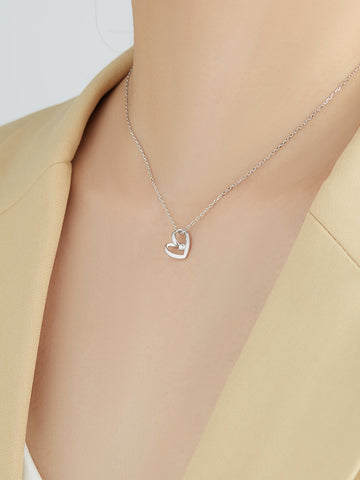 S925 Sterling Silver Platinum Plated Love Necklace Women