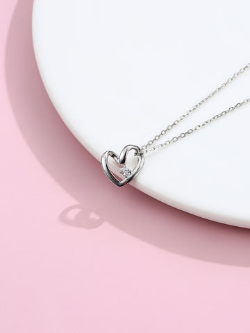 S925 Sterling Silver Platinum Plated Love Necklace Women