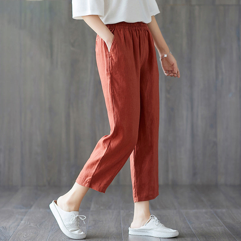 Spring And Autumn Cropped Trousers Women Casual Pants