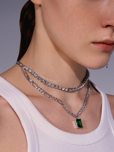Niche Design, High Sense, Light Luxury, Imported Rhinestone Double Stitching Personality Clavicle Chain Necklace Jewelry