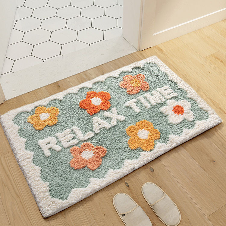 Bathroom Floret Carpet Flower Area Rugs Anti Slip