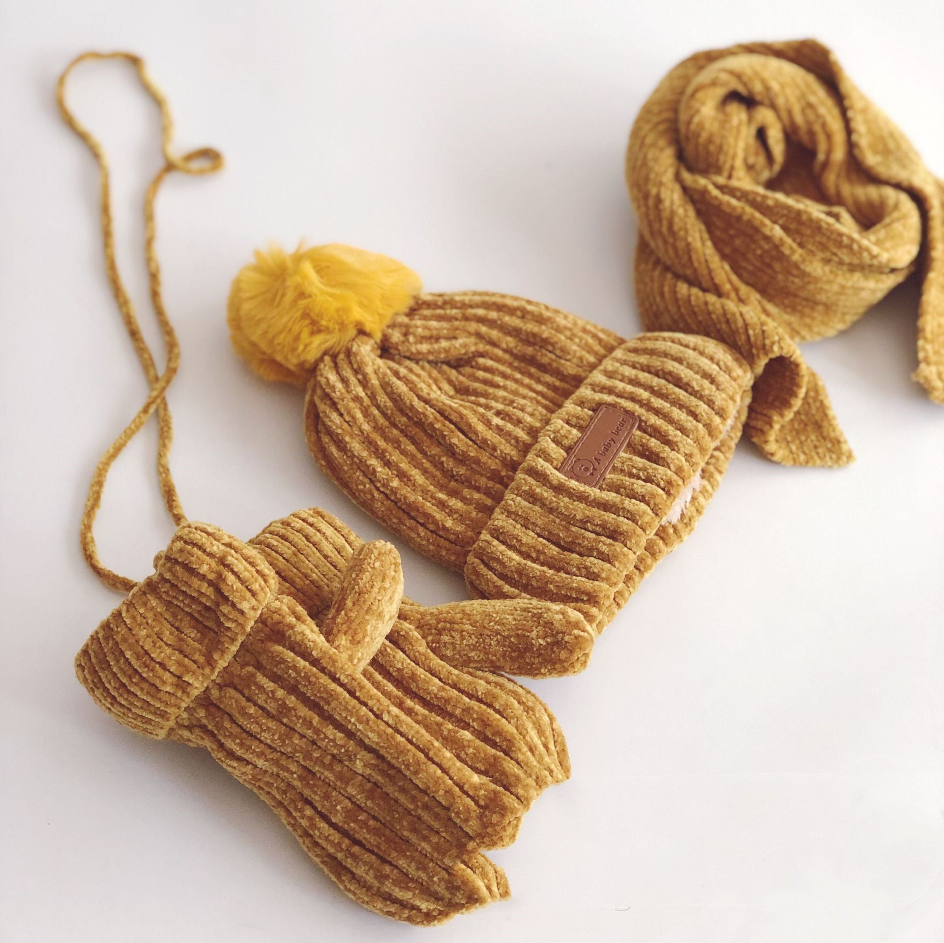 Children's Suit Knitted Hat Scarf Gloves Three-Piece Suit