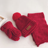 Children's Suit Knitted Hat Scarf Gloves Three-Piece Suit