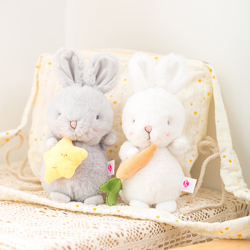 Cute Fluffy Bunny Plushies Stuffed Soft Baby Appease Toy Long Plush Hug Star Carrot Rabbit - Minihomy