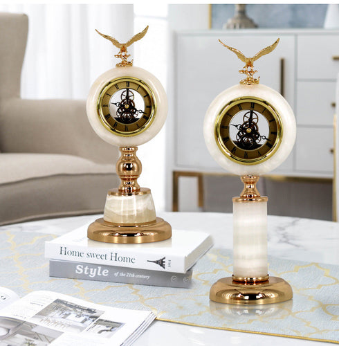 European Light Luxury Clock And Clock Stand, American Retro Creative Office Desk Clock, Home Bedroom Decoration