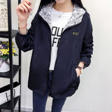 Women's Windbreaker Jacket College Style Long-Sleeved Students Loose-Fitting Thin Short Short Women